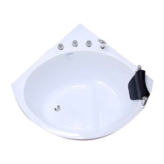 Modern 25.59-inch Tall Acrylic Tub Soak Corner White Bathtub - Right 35"L x 35"W x 26"H Tub with Sliver 4-Piece Set Bathtubs