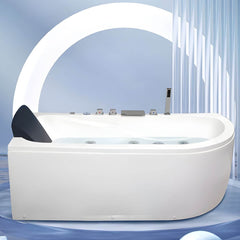 Modern Corner Free Form White Acrylic Soaking Bathtub with Seat Included - Tub with Deck Faucets Unavailable 55"L x 30"W x 23"H Bathtubs