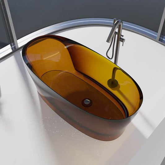 Ink Resin Freestanding Roll Top Oval Casual Bathtub with Soaking Design, 63"L x 30"W x 22"H Bathtubs