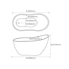 Modern Style Freestanding Soaking Bathtub Single Slipper Acrylic Bathtub for Bathroom Bathtubs