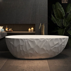 Ink Freestanding Bathtub with Roll Top, Oval Shape, Simplistic Style for Soaking, 59"L x 31"W x 22"H Bathtubs
