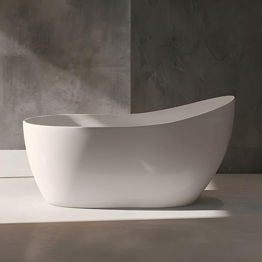 Modern freestanding acrylic soaking bathtub with single slipper design for bathroom