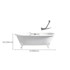 Modern Oval Porcelain Enameled Cast Iron Clawfoot Soaking Bathtub in Roll Top Design - 78cm x 59.5cm Bathtubs