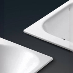 Cast Iron Rectangle White Contemporary Freestanding Bathtub with Roll Top Soaking Design, 59"L x 28"W x 17"H Bathtubs