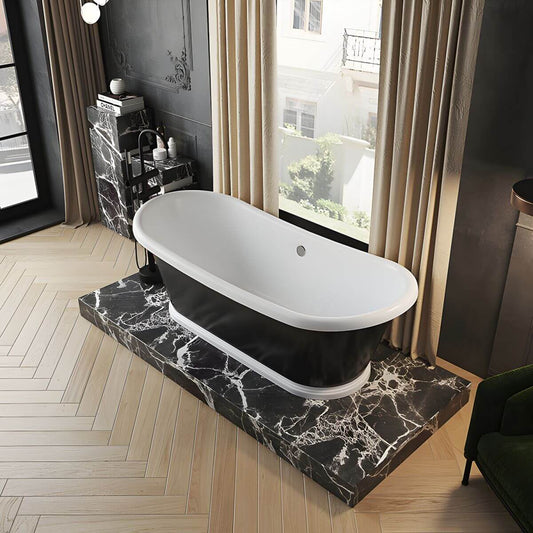 Modern Double Slipper Oval Acrylic Freestanding Soaking Bathtub Bathtubs