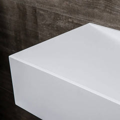 35.43" Modern Wall Mounted Rectangle Sink in Matte White Stone Resin