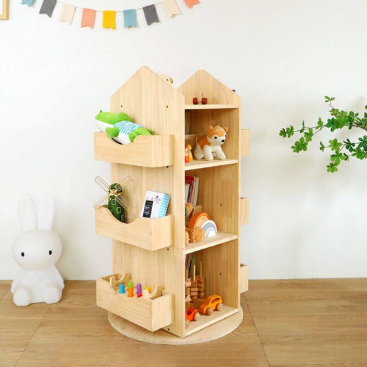 360° Swivel Children's Bookcase with Open Storage Shelves