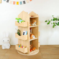 360° Swivel Children's Bookcase with Open Storage Shelves
