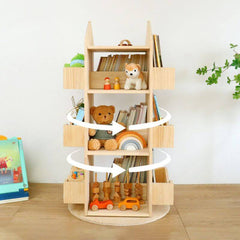 360° Swivel Children's Bookcase with Open Storage Shelves