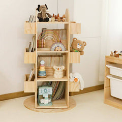 360° Swivel Children's Bookcase with Open Storage Shelves