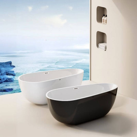 Ink Free Form Freestanding Bathtub with Roll Top Casual Lucite Soaking Design, 59"L x 30"W x 24"H Bathtubs