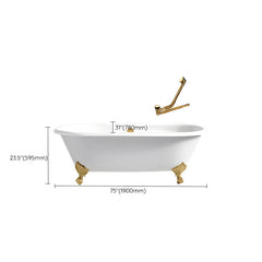 Modern Oval Porcelain Enameled Cast Iron Clawfoot Soaking Bathtub in Roll Top Design - 78cm x 59.5cm Bathtubs