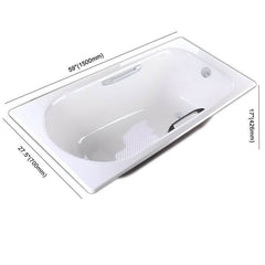 Cast Iron Rectangle White Contemporary Freestanding Bathtub with Roll Top Soaking Design, 59"L x 28"W x 17"H Bathtubs