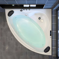 Modern Acrylic White Corner Soaking Bathtub with Drain Assembly Included - 31.5"L x 31.5"W x 22"H Tub Bathtubs