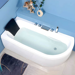 Modern Corner Free Form White Acrylic Soaking Bathtub with Seat Included - Tub with Deck Faucets Unavailable 55"L x 30"W x 23"H Bathtubs