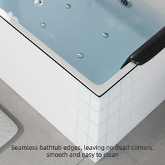 Luxurious White Massage Bathtub with Seamless Acrylic Construction