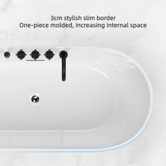 Sleek Single-Person 63-Inch Oval Soaking Tub in White Acrylic for Contemporary Bathrooms