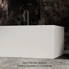 White 67-Inch Rectangular Single Soak Bathtub in Artificial Stone