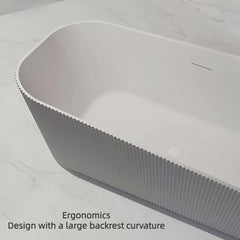 Ergonomic white rectangular soaking bathtub for single user