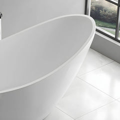 Contemporary Freestanding Soaking Bathtub Oval Slipper Acrylic Bathtub - White 59"L x 31.5"W x 32"H Tub Bathtubs