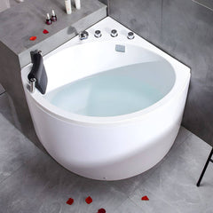 Modern 25.59-inch Tall Acrylic Tub Soak Corner White Bathtub - Right 35"L x 35"W x 26"H Tub with Sliver 4-Piece Set Bathtubs