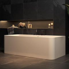 Ink Freestanding Bathtub with 3 Handles, Compression Faucet, Valve, Rectangular Shape, Casual Style, Back to Wall Design, 51"L x 30"W x 22"H Bathtubs