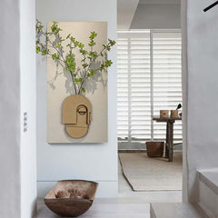 3D Wall-Mounted Artificial Plant with Sandstone Panel and Green Foliage