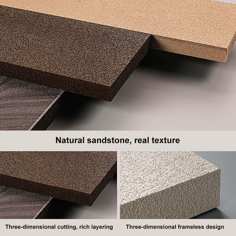 3D Wall-Mounted Artificial Plant with Sandstone Panel and Green Foliage