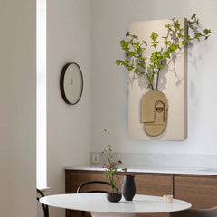 3D Wall-Mounted Artificial Plant with Sandstone Panel and Green Foliage