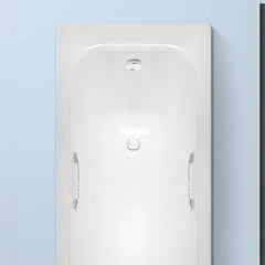 Cast Iron Rectangle White Contemporary Freestanding Bathtub with Roll Top Soaking Design, 59"L x 28"W x 17"H Bathtubs