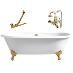 Modern Oval Porcelain Enameled Cast Iron Clawfoot Soaking Bathtub in Roll Top Design - 78cm x 59.5cm Bathtubs
