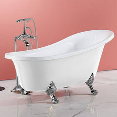 Modern Lucite Elliptical Clawfoot Bathtub with Single Slipper Design for Soaking Bathtubs
