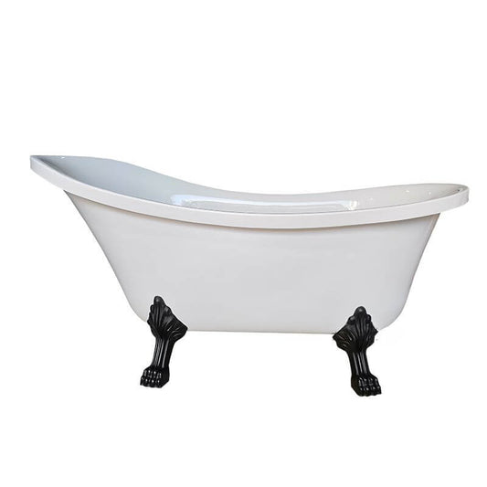 Elliptical Lucite clawfoot bathtub with single slipper design for comfortable soaking