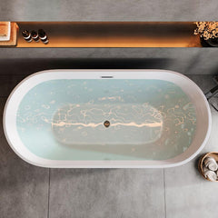 Ink Freestanding Bathtub with Roll Top, Oval Shape, Contemporary Style, Polymethyl Methacrylate (pmma) Material, and Soaking Bath Therapy, 47"L x 26"W x 23"H Bathtubs
