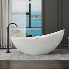 Modern Style Freestanding Acrylic Soaking Single Slipper Anti-overflow Design Bathtub - 71"L x 31"W x 24"H White Tub Bathtubs