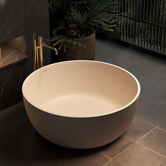 Ink Orbicular Freestanding Bathtub with Roll Top Casual Soaking Design, 47"L x 47"W x 22"H Bathtubs