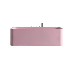 Ink Freestanding Bathtub with 3 Handles, Compression Faucet, Valve, Rectangular Shape, Casual Style, Back to Wall Design, 51"L x 30"W x 22"H Bathtubs