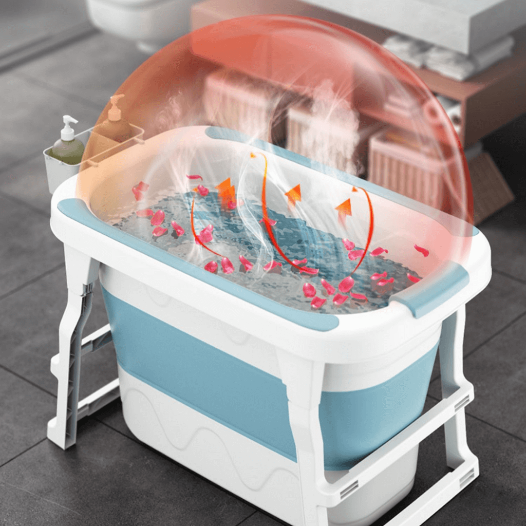 Modern Foldable Bath Tub for Adults - Space-Saving Design with Insulation Lid
