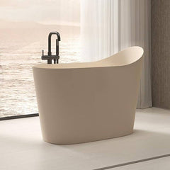 Casual Oval Freestanding Bathtub with Single Slipper Design for Soaking and Seat Included Bathtubs