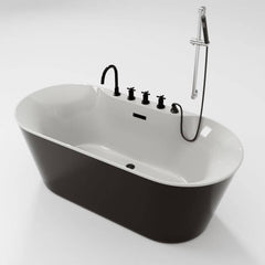 Ink Freestanding Bathtub with Roll Top, Oval Shape, Contemporary Style, Polymethyl Methacrylate (PMMA) Material, and Soaking Bath Therapy, Tub, 54"L x 29"W x 23"H Bathtubs