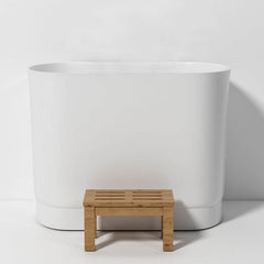 Ink Freestanding Bathtub with Seat, Roll Top Oval Design in Simplistic Style for Soaking, 39.4"L x 22.8"W x 29.5"H, Tub Bathtubs
