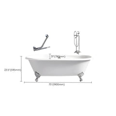 Modern Oval Porcelain Enameled Cast Iron Clawfoot Soaking Bathtub in Roll Top Design - 78cm x 59.5cm Bathtubs
