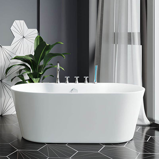Ink Freestanding Bathtub with Roll Top, Oval Shape, Contemporary Style, Polymethyl Methacrylate (PMMA) Material, and Soaking Bath Therapy, Tub, 54"L x 29"W x 23"H Bathtubs