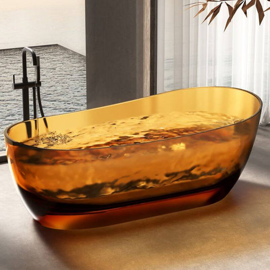 Casual Resin Oval Freestanding Bathtub with Single Slipper Soaking Design Bathtubs
