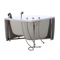 Modern 25.59-inch Tall Acrylic Tub Soak Corner White Bathtub - Right 35"L x 35"W x 26"H Tub with Sliver 4-Piece Set Bathtubs