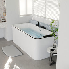 Luxury white acrylic bathtub with smart control panel for massage settings