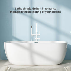 Spacious White Acrylic Oval Bathtub for Luxurious Single Soaks