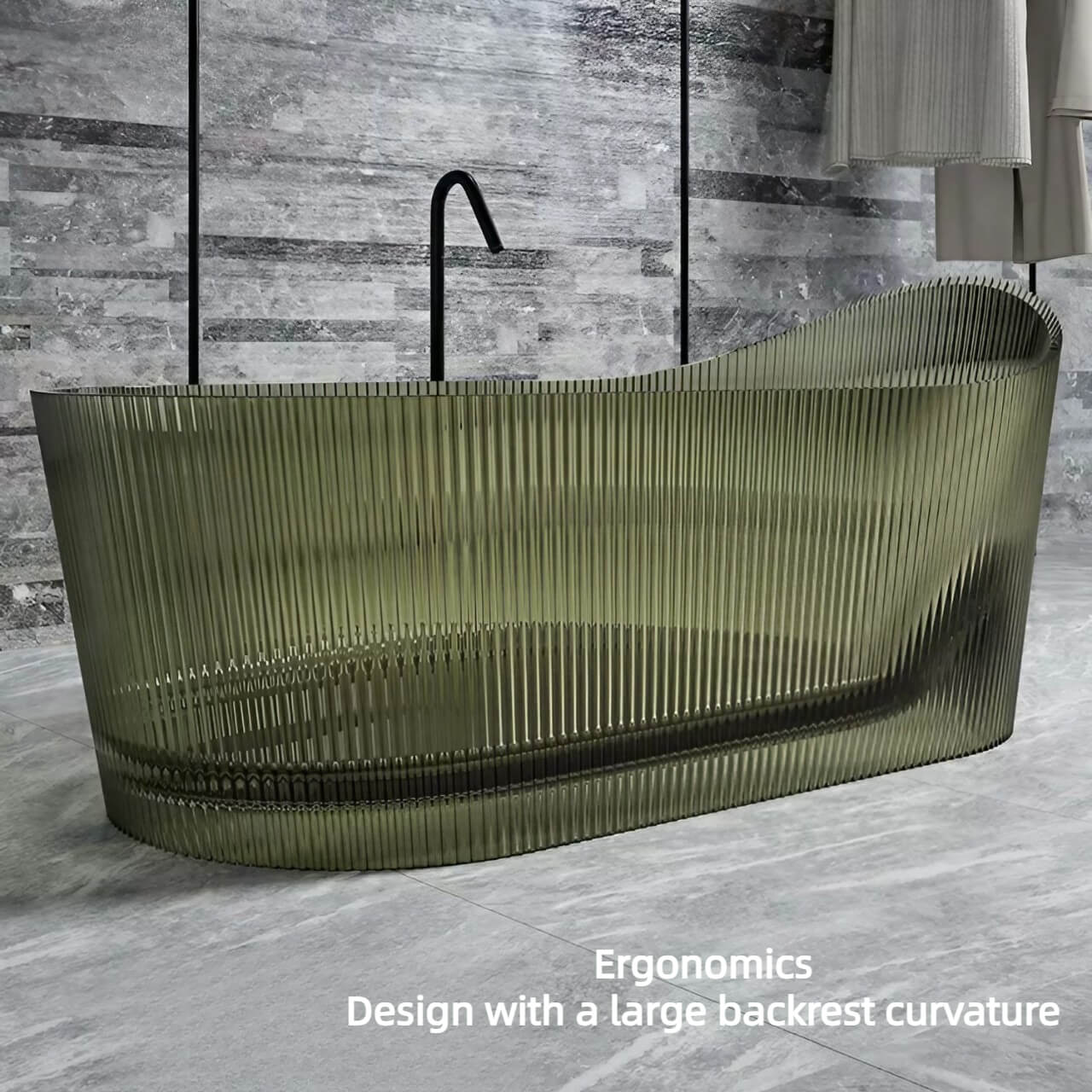 Luxurious Olive Green Single Soak Resin Bathtub in 67-Inch Oval Design