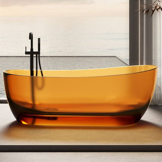 Casual Resin Oval Freestanding Bathtub with Single Slipper Soaking Design Bathtubs
