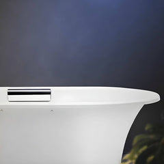 Modern White Oval Freestanding Bathtub with Soaking Function and Slip-Resistant Surface - Tub Bathtubs